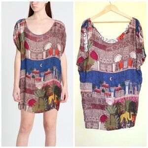 Chufy Reversible Multicolor Mini Dress Scoop neckline Short sleeve Camel Size L?